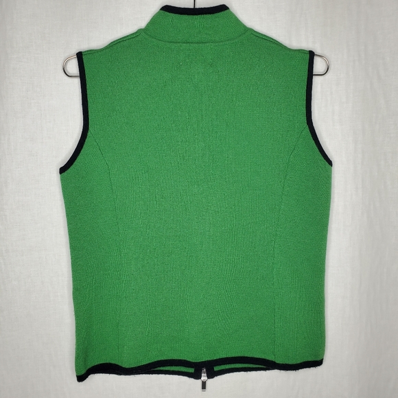 Neve 100% Wool Sweater Vest Green Zip Front Pockets Medium - Picture 3 of 7